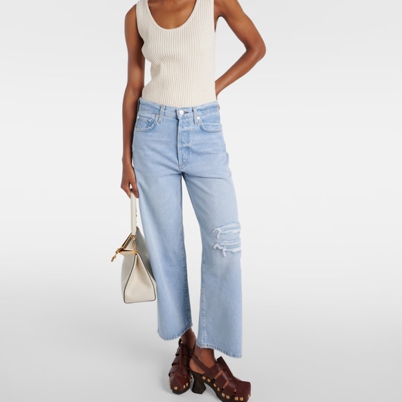 Citizens of Humanity Pina Low-rise Baggy Crop Wide-leg Jeans In Blue - Picture 1 of 7